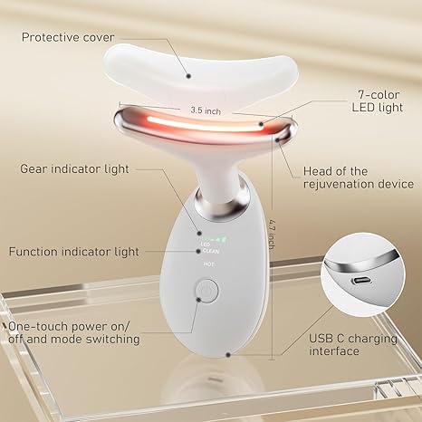 Image of Electric Face & Neck Massager Machine for Facial Lifting, Jawline Shaping, Double Chin Reduction & Skin Tightening | Red Light Therapy Facial Massage Tool for Firming & Face Care
