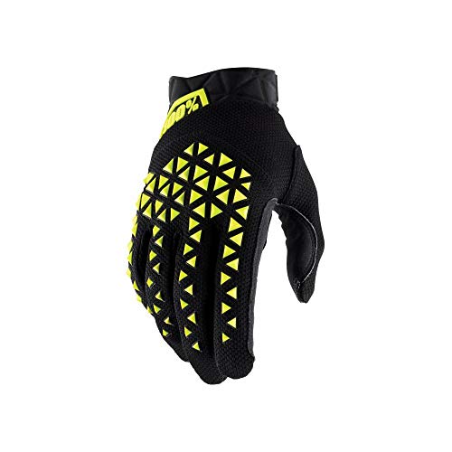 Gants 100% airmatic Noir-Jaune Fluo t12 XXL homologués EN 13594 protection motard