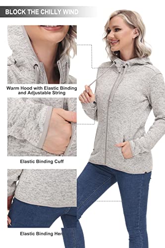 Cozziplus Women’s Fleece Sweater Jackets Hooded Full Zip Lightweight Long Sleeve Soft Warm Coat With Pockets (Beige Mix, Xl) #TOP4