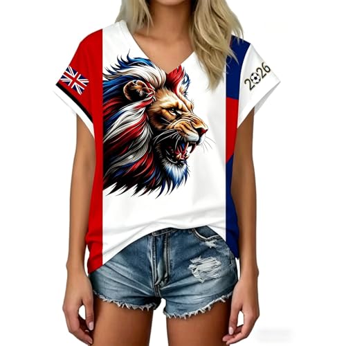 Image of England Football Shirt Women, Womens England Football Shirt 2026: Shirts Soccer Training Top Classic Comfortable Ladies Soccer Tops Clear Printed Breathable Jersey Lightweight Tshirt for WOM
