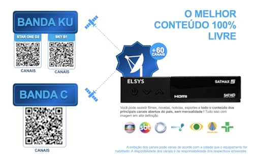 Receptor Digital de TV via satélite, Full HD, com gravador, Bivolt, Entrada USB (Fotos, Músicas e Ví
