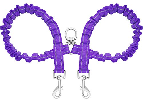 Giecooh Double Dog Leash,Reflective No Tangle Leashes for 2 Dogs,Dual Dog Training Leash for Medium Large Dogs,Purple