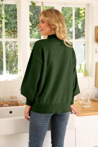Image of WEACZZY Women's Sweater Mock Neck Long Lantern Sleeve Lightweight Knit Tops
