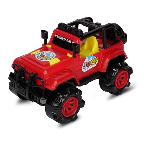Image of Asian Rock Jeep Car Toy for Kids - Off-Road Vehicle with Large Durable Wheels, Shockproof Body, Push & Go Action Toy for Boys & Girls - Red & Yellow