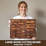 Walnut Wood Cutting Boards for Kitchen, Large Chopping Board Double Sided, End Grain Cutting Board with Handle, Charcuterie Butcher Block for Meal Prep & Serving with Gift Box, 17"×13"×1" - Image 5