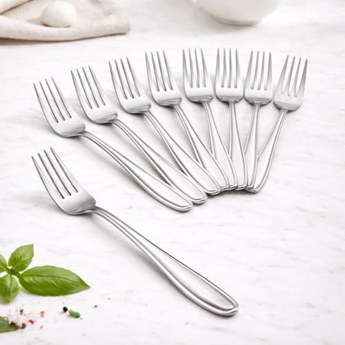 Image of Stainless Steel Table Spoons 16 cm | Mirror Finish | Rust-Resistant | Lightweight Daily Use Dinner Spoons | Dishwasher Safe | Cutlery Set for Home & Kitchen | Catering | Resturants (Set of 6 Forks)