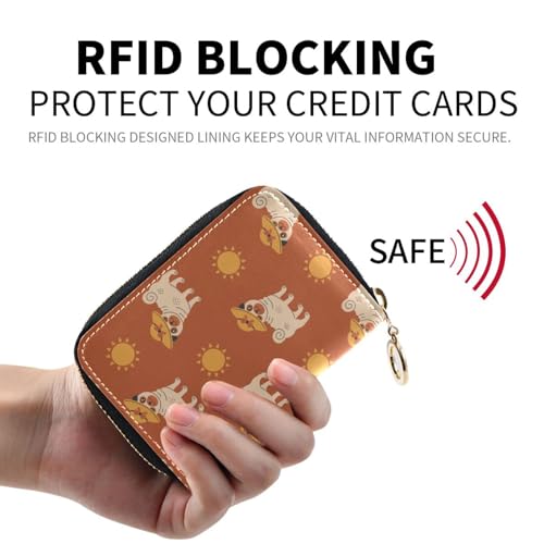 RFID Credit Card Holder Pug Dog Leather With Zipper Card Case Wallet for Women Girls2