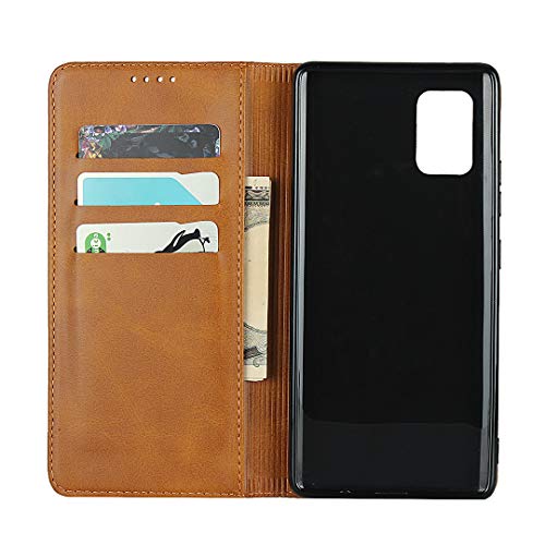 Zouzt Premium Pu Leather Wallet Case Compatible Samsung Galaxy A71 5G,Folio Flip Case With Magnetic Closure/Kickstand Feature/Card Slots For Samsung A71 5G (Light Brown) #TOP3