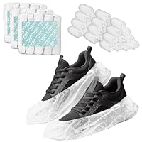 TYGA Disposable Shoe Covers, 300 Pack White Overshoes, Waterproof & Anti-Slip Plastic Boot Covers, Dustproof Floor & Carpet Protectors, One Size Fits Most