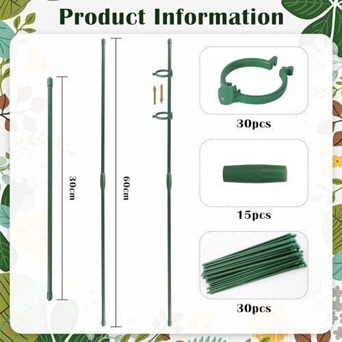 Niuoppy 30pcs Plant Support Sticks, 30cm Garden Flower Sticks with Clips, Vine support Fixing, Orchid Sticks and Clips - Image 4