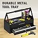 UNITEDPOWER Handy Tool Box With 1 Drawer，Portable Metal Tote Tray with comfortable grip handle, Tool Organization for Household, Warehouse, Repair Shop, Black