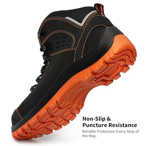 Composite Toe Boots for Men, Waterproof Construction Work Boots, Slip-Resistant Steel Toe Work Shoes, Lightweight and Durable Safety Duty Boots3