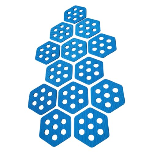 Vaveren 12Pcs Hexagon Surfboard Traction Pads Anti Slip Mat Premium Decking Accessories Deck Grips Deck Pads for Grip Surf Paddleboard, Blue