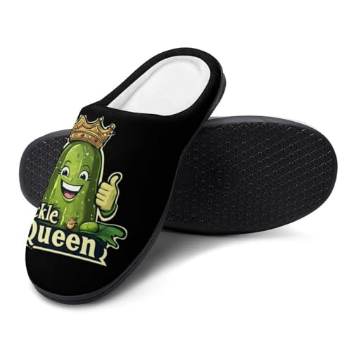 Queen of Pickle Women's Cotton Slippers Indoor Outdoor Slip-on Warm House Shoes with Anti-Skid Rubber Sole4