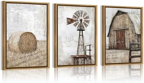 Dahycun 3Pcs Vintage Barn Wall Art, Farmhouse Canvas Prints,12x16...
