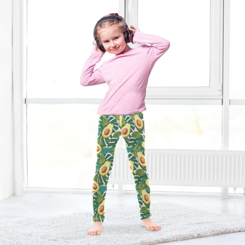 Girls Leggings Avocado Green Leaf Kids Length Leggings Pants Toddler Athletic Soft Tights Trousers 4T4