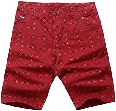 Men's Summer Plaid Shorts Plaid Print Elastic Waist Short Pants Drawstring Shorts Relaxed Fit Trunks Red