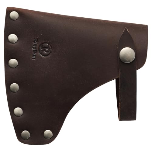 Ringsun Genuine Leather Hatchet Sheath, Handmade Durable Axe Sheath with Belt Loop, Portable Hatchet Cover for Outdoor Hiking Camping Working Blade Protection, Red Brown