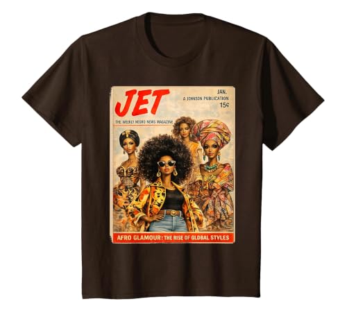 Afro Glamour – Vintage Black Women Cover Art T-Shirt, Youth, Brown, Medium