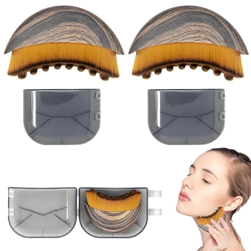 2 pièces Brosse pour le contour du visage lymphatique, masseur de drainage lymphatique pour le visage, le menton et la mâchoire, brosse pour le visage sec...
