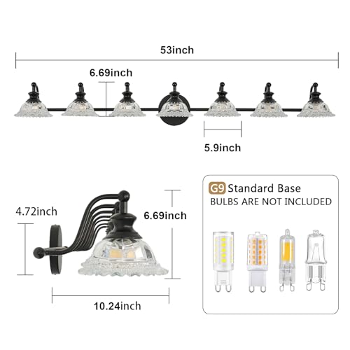 Image of XIEDUN Black 7 Light Vanity Light Bathroom Light Fixtures