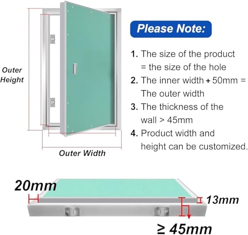 Panel de acceso para paneles de yeso y cubierta de pared para fontanería 8