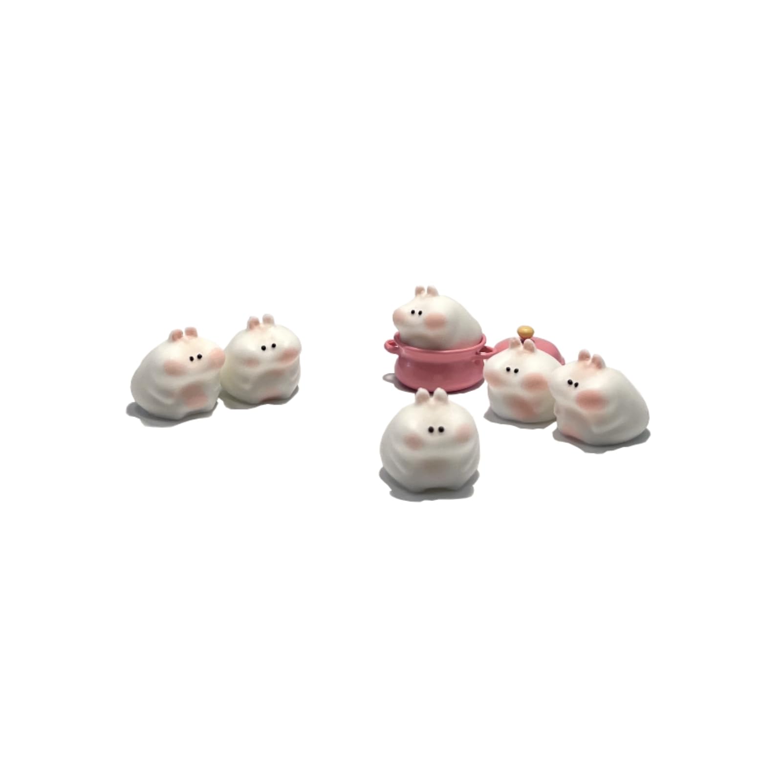 Peajour Squishies for Kids - 7pcs Squishy Toys for Kids, Mochi Toys for Party Favors, Mini Squishies for Easter Eggs, Classroom Prizes, Birthday Goodie Bags, Christmas, Pinata, 6 Rabbits & Mini Pot