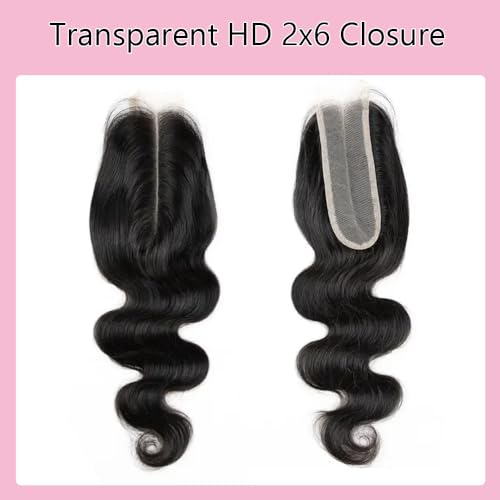 Vilsai Body Wave Human Hair Bundles With Closure (16 18 20 +14) Brazilian 2X6 Hd Lace Closure With Bundles 10A Grade Unprocessed Virgin Hair Bundles With Closure Natural Black Color thumb #4