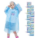 BREENHILL Disposable Kids Rain Ponchos(10 Pack),Individually Wrapped, Colourful Clear Plastic...