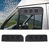 OMAC Window Air Vent for Ram Promaster 2015 to 2023, Side Window Louvers Air Vent Cover, Durable, Aluminum, 2 Pieces, Black