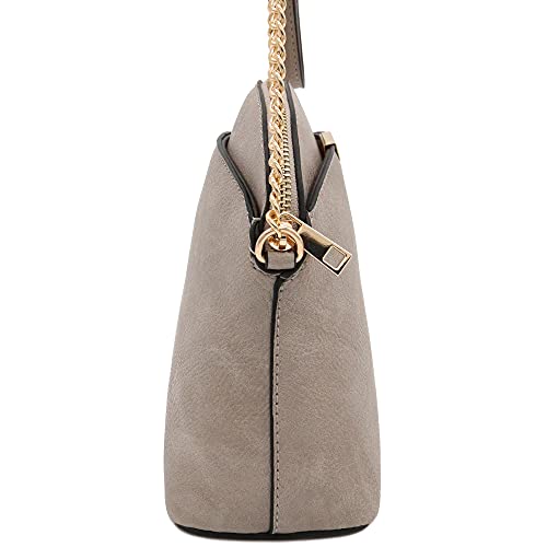 Image of FashionPuzzle Faux Leather Small Dome Crossbody Bag with Chain Strap