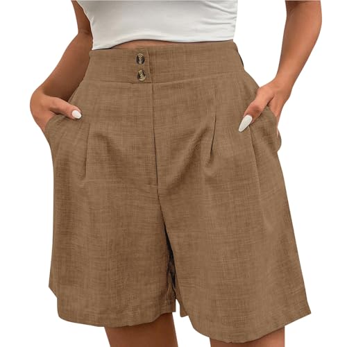 Bermuda pour femme short léger anti-frottement à taille haute en coton