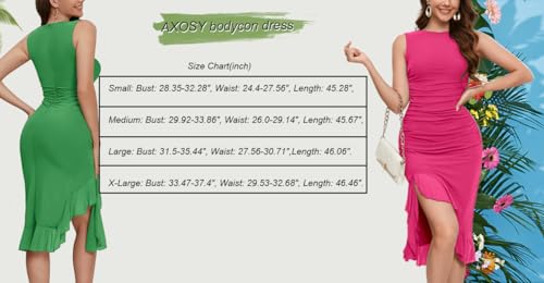 Image of AXOSY Women's Midi Bodycon Dress | Sleeveless Tank, Ruffled Mermaid Hem, for Summer, Prom, Cocktail Party, Wedding Guest
