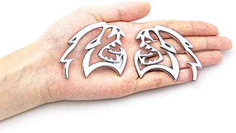 CARRUN 2PCS 3D Car Emblem For Hollow"HELLCAT" Side Door Back Fender Graphics Emblem badge compatible For Challenger Charger 300C (Silver)