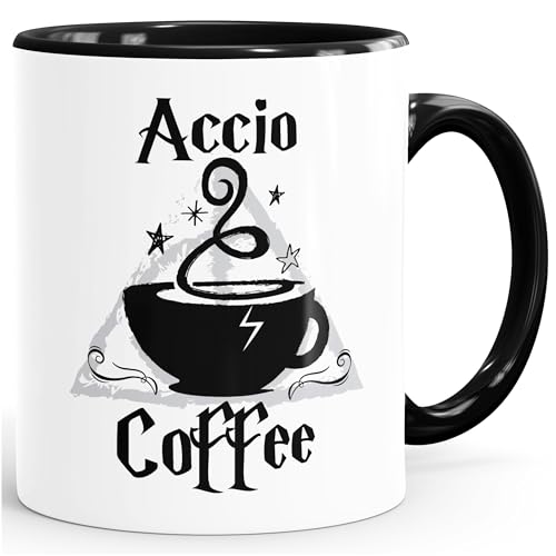 MoonWorks Kaffee-Tasse Spruch Accio Coffee Teetasse Keramiktasse Schwarz unisize – Ansicht 1