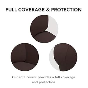 PureFit Super Stretch Sofa Slipcover–Spandex Non Slip Soft Couch Sofa Cover Washable Furniture Protector with Non Skid Foam and Elastic Bottom for Kids Pets Sofa Chocolate
