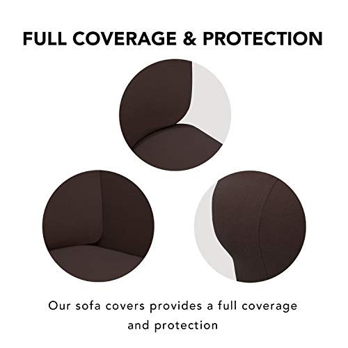 PureFit Super Stretch Sofa Slipcover – Spandex Non Slip Soft Couch Sofa Cover, Washable Furniture Protector with Non Skid Foam and Elastic Bottom for Kids, Pets (Sofa, Chocolate) - Image 4