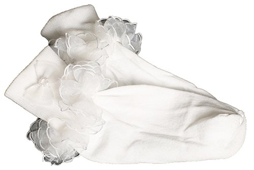 Girls White Ruffle Dress Bobbie Ankle Socks with White or Pink Edge Lace