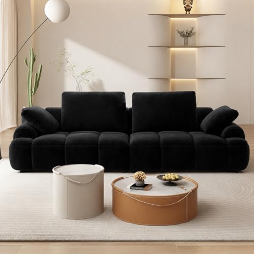 Image of LEGACY OF COMFORT Irmak 85.83'' Upholstered 3 Seater Sofa Three Seater Sofa for Living Room Hotels & Offices (Black Velvet)