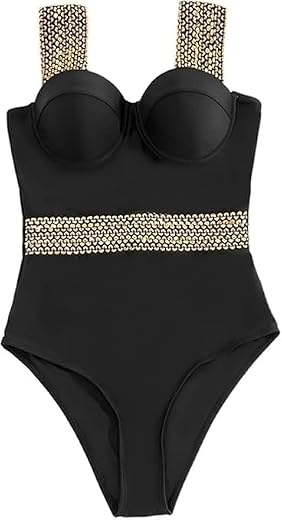HIKI ZIKI Swimming Costume| Womens One Piece Bathing Suit Oversized Monokini Swim Suits Tummy Control High Cut Swimsuits C...