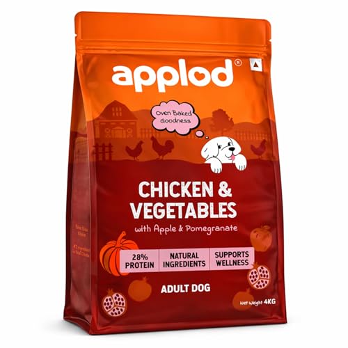 Image of Chicken & Vegetables with Apple & Pomegranate Adult Dry Dog Food | Oven-Baked Complete Nutrition for Skin & Coat Health | Vet-Reviewed Formula | 4kg