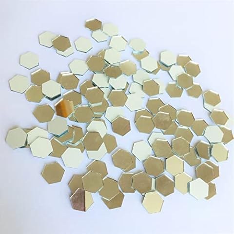 NUO RUI Hexagonal 1/2’’ Mirror Mosaic Tile Mini Hexagon Mirror for Craft Project 200 Pcs (Silver) Cover