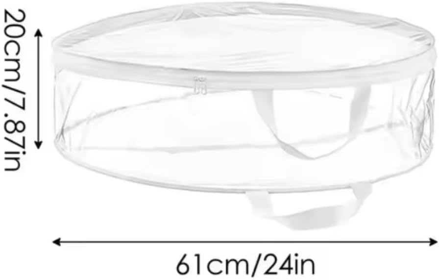 Clear Christmas Wreath Storage Container, 24 & 30 Inches Wreath Storage Bags with Dual Zippers and Handle for Xmas Seasonal Thanksgiving Holiday Artificial Wreath Storage