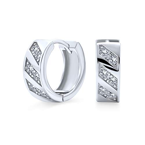 Créoles petites en argent .925 avec bande CZ, le cadeau idéal mixte