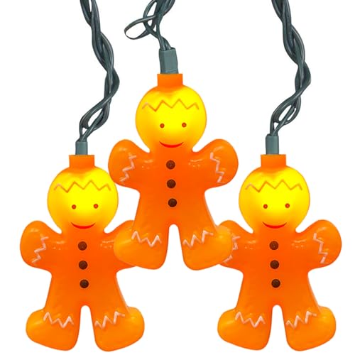 SUNSGNE 8.5FT Christmas Gingerbread Man String Lights, Decorative Indoor Fairy String Lights with 10 Gingerbread Man, Connectable Light String for Home Party Holiday Xmas Decor - Green Wire SUNSGNE 8.5FT Christmas Gingerbread Man String Lights, Decorative Indoor Fairy String Lights with 10 Gingerbread Man, Connectable Light String for Home Party Holiday Xmas Decor - Green Wire