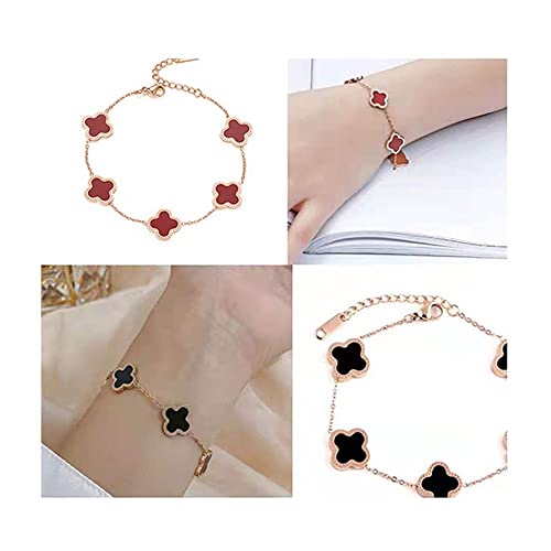 Cfshypd Titanium Steel Four-Leaf Clover Bracelet Bangle, Fashion Simple Clover Acrylic 18K Rose Gold Adjustable Bracelets Bangles, Birthday Gift For Women And Girls (Color : Green) #TOP4