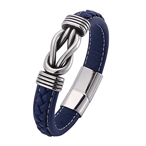 LCTLYQ Bracelet en Cuir tressé pour Homme avec Fermoir magnétique en Acier Inoxydable, Bracelet de Manchette, Bracelets de personnalité pour Mari, Papa, Fils, Cadeau de Petit ami Cover