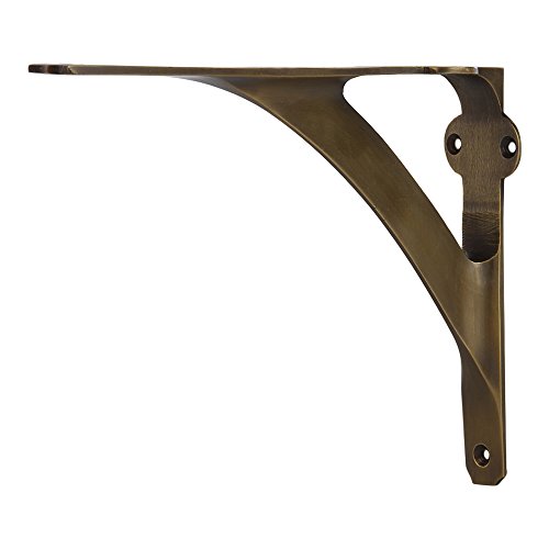 [Set Of 2] Shelf Brackets For 6", 8", 10" Shelves - Antique Brass Finish - 7.88" X 5.88" - Heavy Duty Brass Shelf Bracket - L Brackets For Wall Shelves - Easy To Install - Hardware Included #TOP6