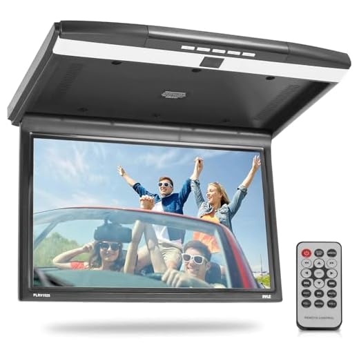 Pyle 15.6-Inch Overhead Flip-Down Car Monitor - Hi-Res 1680x800p Widescreen Car Roof Mount Monitor, Vehicle Flip Down Overhead Screen w/IR, FM Transmitter, USB/SD, HDMI, AV, Stereo Speaker -PLRV1525