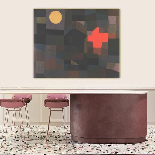 Paul Klee Affiche Feu Et Pleine Lune Impression Toile 80x60cm Deco